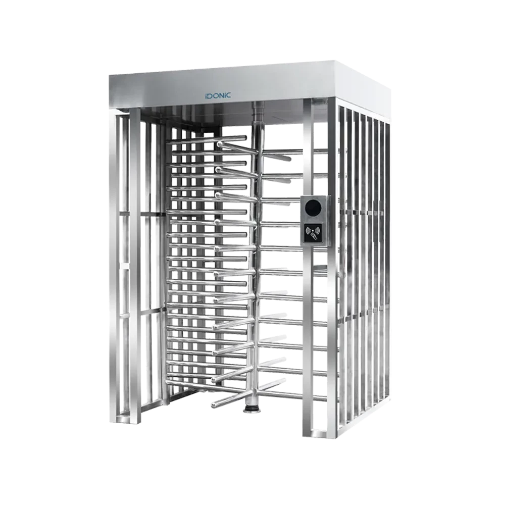 Molinete IDONIC TORN M401 com corpo alto quadrangular e braços rotativos em aço inox e cobertura superior metálica