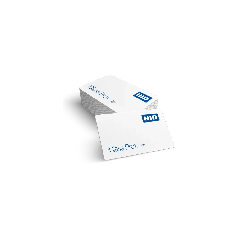 Pilha de Cartões HID iClass com o logótipo azul da HID e a inscrição iClass Prox 2k